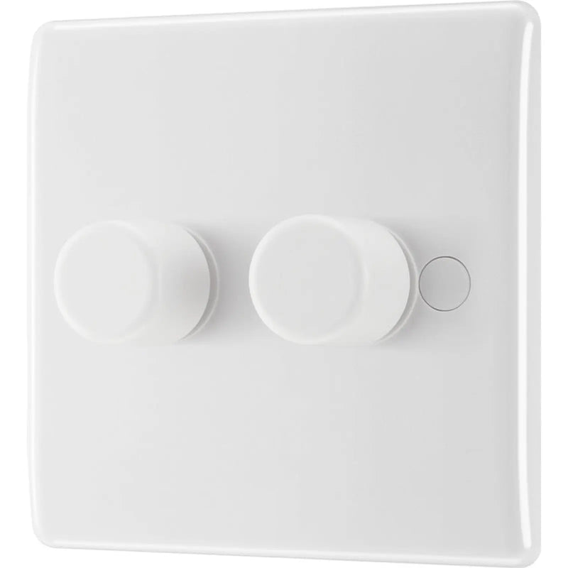 BG White Moulded Double 2 Way Dimmer Switch 200w