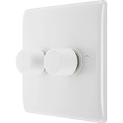 BG White Moulded Double 2 Way Dimmer Switch 200w