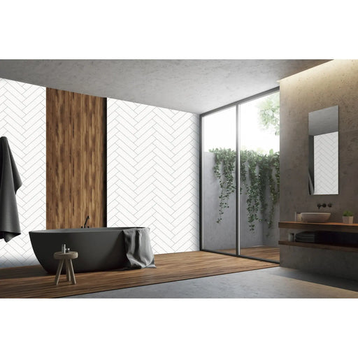 Giavani Wall Panel 2.6m Chevron White Pack 4