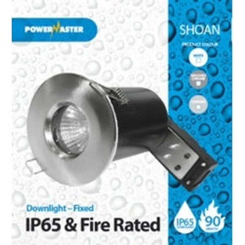 Powermaster IP65 Fire Rated Fixed Downlight Brushed Chrome