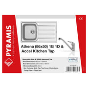 Pyramis Athena Stainless Steel Single Bowl Sink & Tap 860 x 500mm