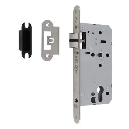 55Mm Din Euro Nightlatch - 72Mm C/C - Radius - Satin Stainless Steel
