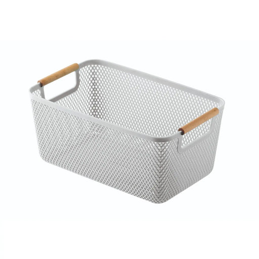 Blue Canyon Medium Plastic Storage Basket Wooden Grey