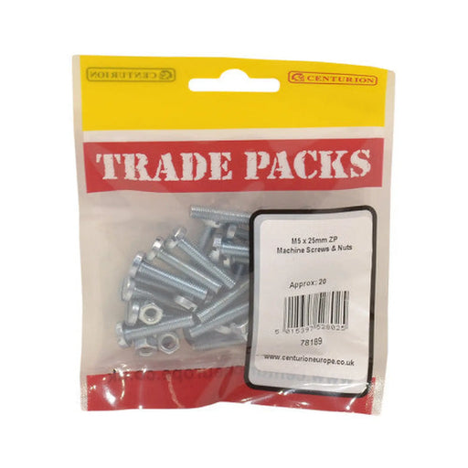 Machine Screws & Nuts - Zinc Plated - M5 x 25mm - (20 PK)