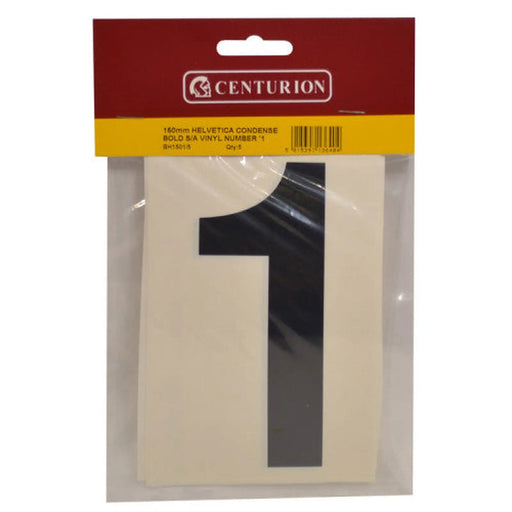 150mm Black Self Adhesive Vinyl Number 1   (Pack of 5)
