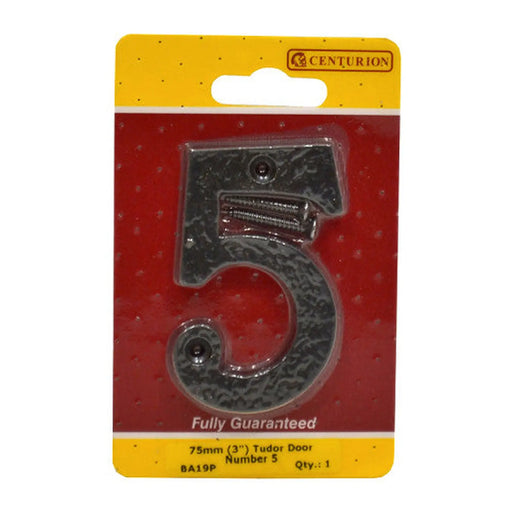 No.5 Door Numerals, Black, 75mm