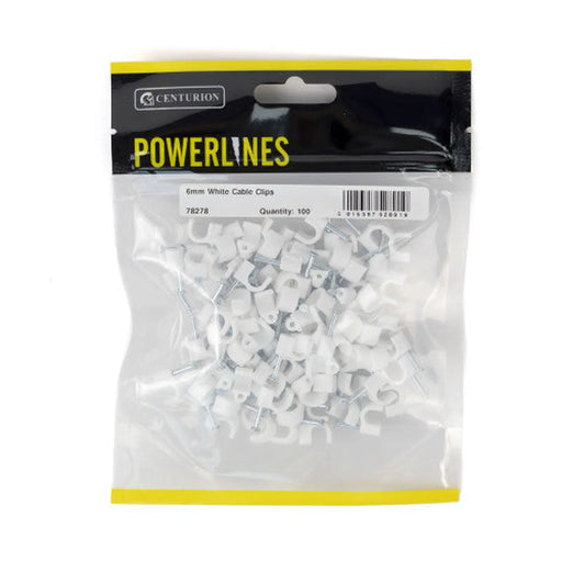 Round Cable Clips - White - 6mm - (100 PK) - Pack of 5
