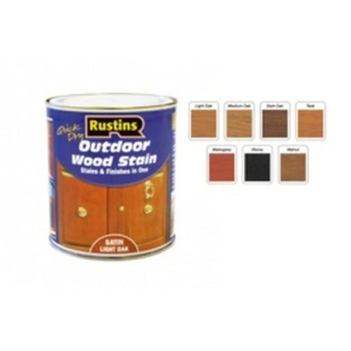 Rustins Quick Dry Outdoor Woodstain 500ml Satin Dark Oak