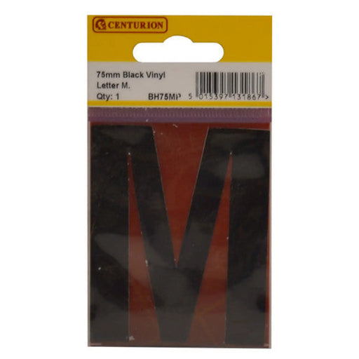 75mm Black Helvetica Bold Condensed Style Vinyl Letter M