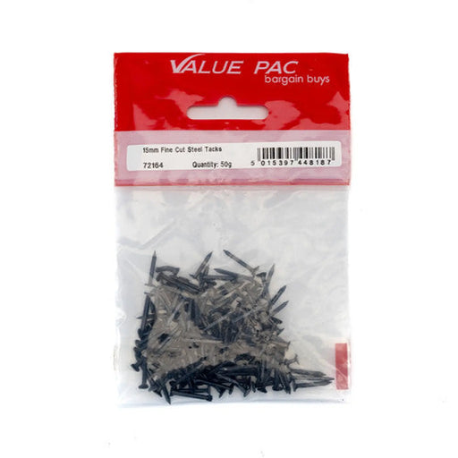 15mm Fine Cut Steel Tacks - (50g Pack) - Pack of 10