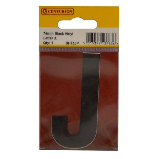 75mm Black Helvetica Bold Condensed Style Vinyl Letter J   (Pack of 10)