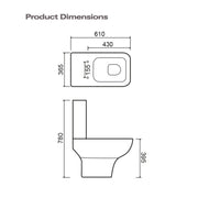 SP Space Saver One Box Square Toilet, Seat and Cistern W: 365mm H: 780mm D: 610mm
