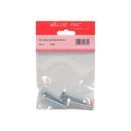 M8 x 40mm Hex Head Set Screws (Pack of 4)