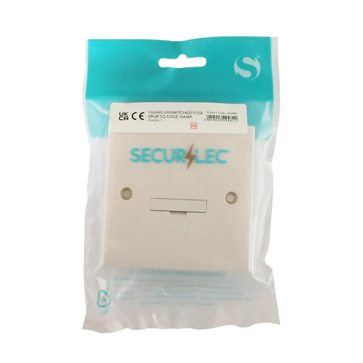 Securlec Square 1 Gang Unswitched Fused Spur Square Edge