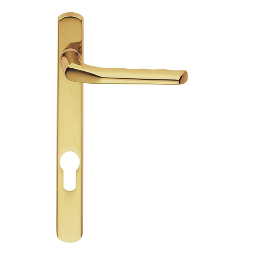 Straight Lever On Narrowplate - Lock Euro Profile (92Mm C/C) Co1 Otl (Polished Brass) - Polished Brass 208MM X 25MM
