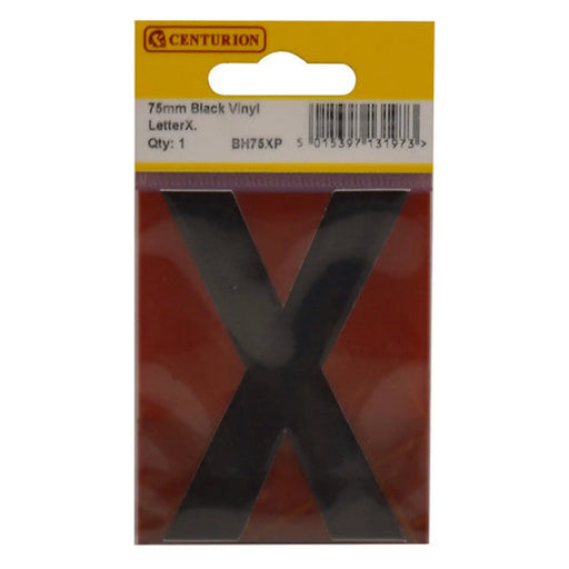 75mm Black Helvetica Bold Condensed Style Vinyl Letter X