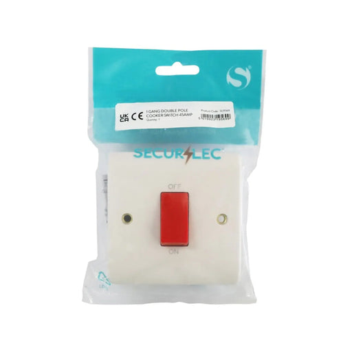 Securlec 1 Gang Double Pole Cooker Switch Round Edge