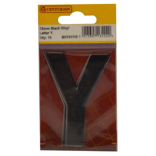 75mm Black Helvetica Bold Condensed Style Vinyl Letter Y   (Pack of 10)