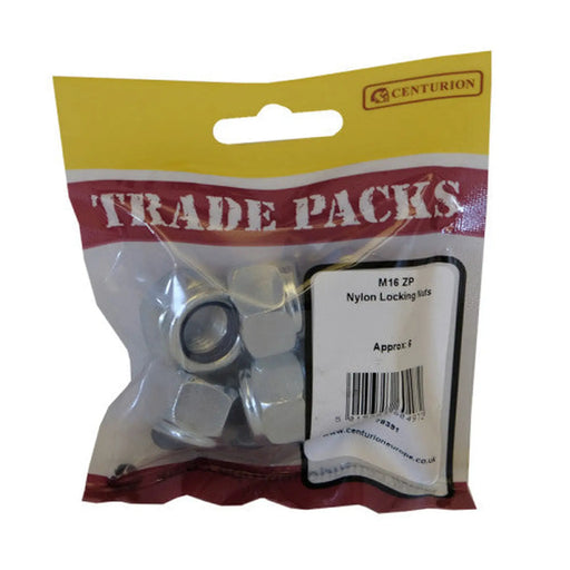 Nylon Locking Nuts - Zinc Plated - M16 - Pack of 6