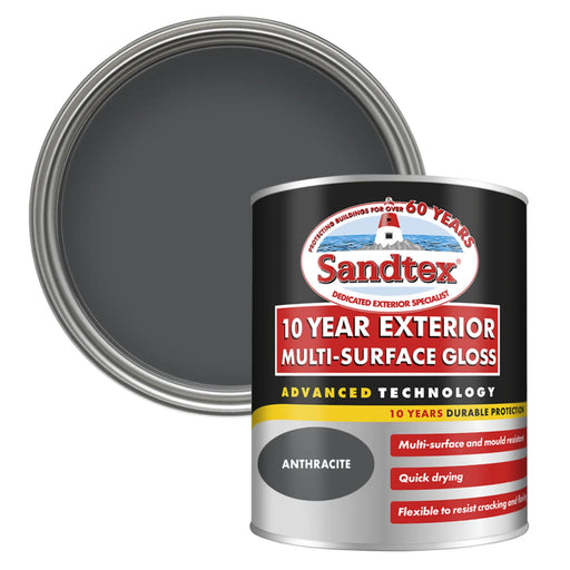 Sandtex 10 Year Exterior Multi Surface Gloss 750ml lAnthracite
