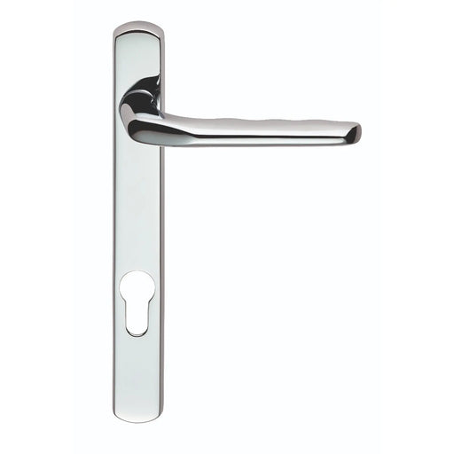 Straight Lever On Narrowplate - Lock Euro Profile (92Mm C/C) Co1 Cro (Polished Chrome) - Polished Chrome 208MM X 26MM
