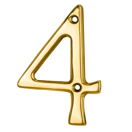 Numeral Face Fix (No.4) - Polished Brass 76MM