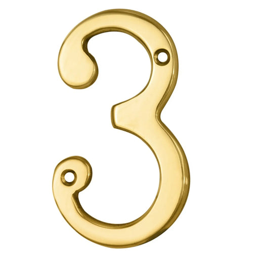 Numeral Face Fix (No.3) - Polished Brass 76MM