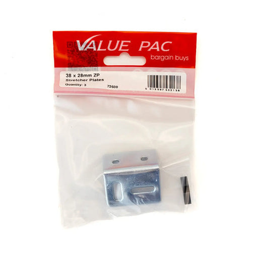 38 x 28mm ZP Stretcher Plate (Pack of 3)