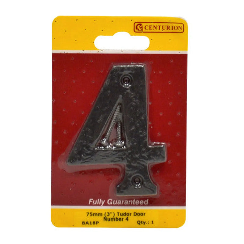 No.4 Door Numerals, Black, 75mm - Pack of 5