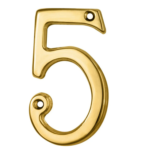 Numeral Face Fix (No.5) - Polished Brass 76MM