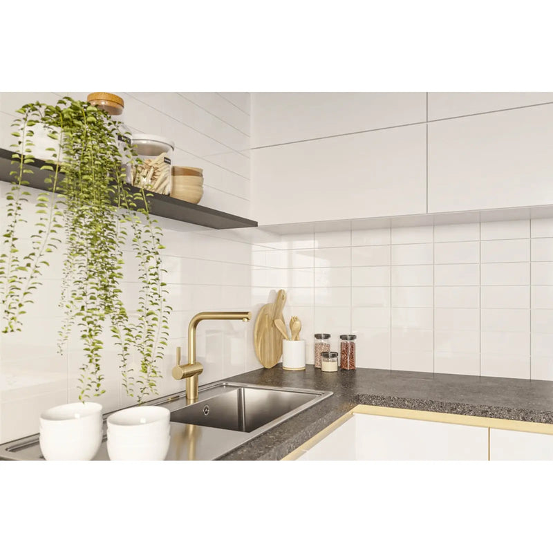 Golden Tile Metro Flat Gloss Wall Tile 200 x 100 x 7 mm White 0.88m2