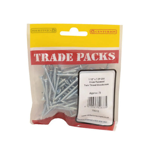 Pozi Twinthread Countersunk Woodscrews - Zinc Plated - 1 1/2" x 7 - - Pack of 5