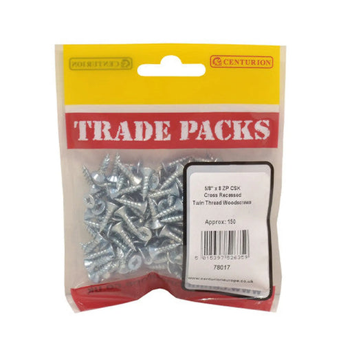 Pozi Twinthread Countersunk Woodscrews - Zinc Plated - 5/8" x 8 - - Pack of 5