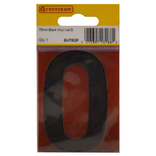 75mm Black Helvetica Bold Condensed Style Vinyl Letter O