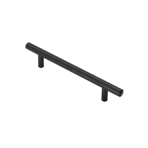 12Mm Dia. T-Bar Pull Handle - 128Mm C/C - Bolt Through Fixing - Matt Black 128mm c/c