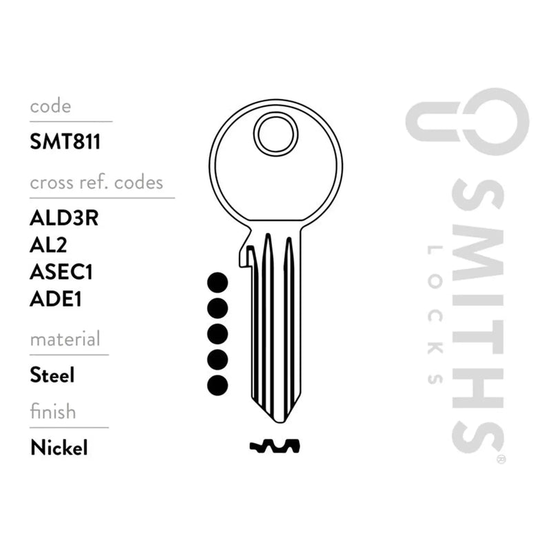 Smiths Locks Aldridge 5 Pin Cylinder Key Blank Pack 10