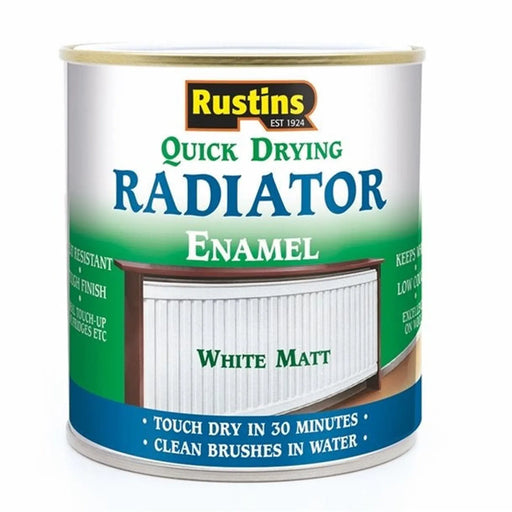 Rustins Quick Dry Radiator Paint White Matt 500ml