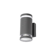 Zinc Lens Wall 2 Light With Photocell Grey