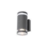 Zinc Lens Wall 2 Light With Photocell Grey