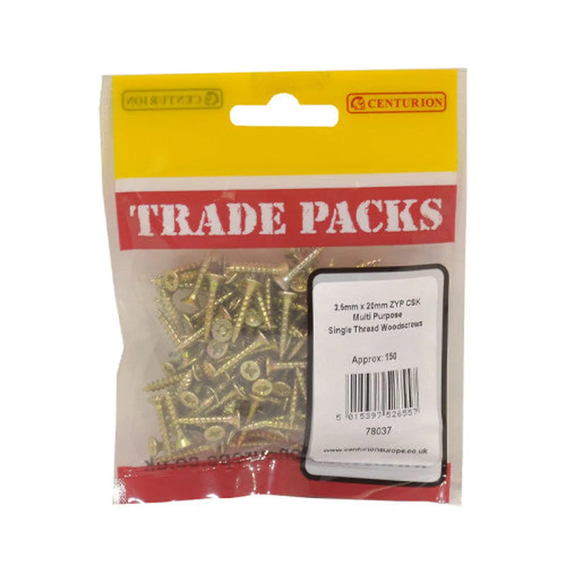 Pozi Multi Purpose Countersunk Woodscrews - Zinc Yellow Passivated - Pack of 5