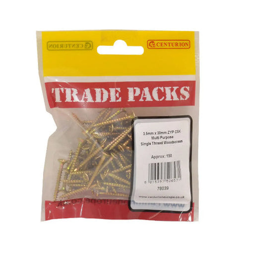Pozi Multi Purpose Countersunk Woodscrews - Zinc Yellow Passivated - Pack of 5