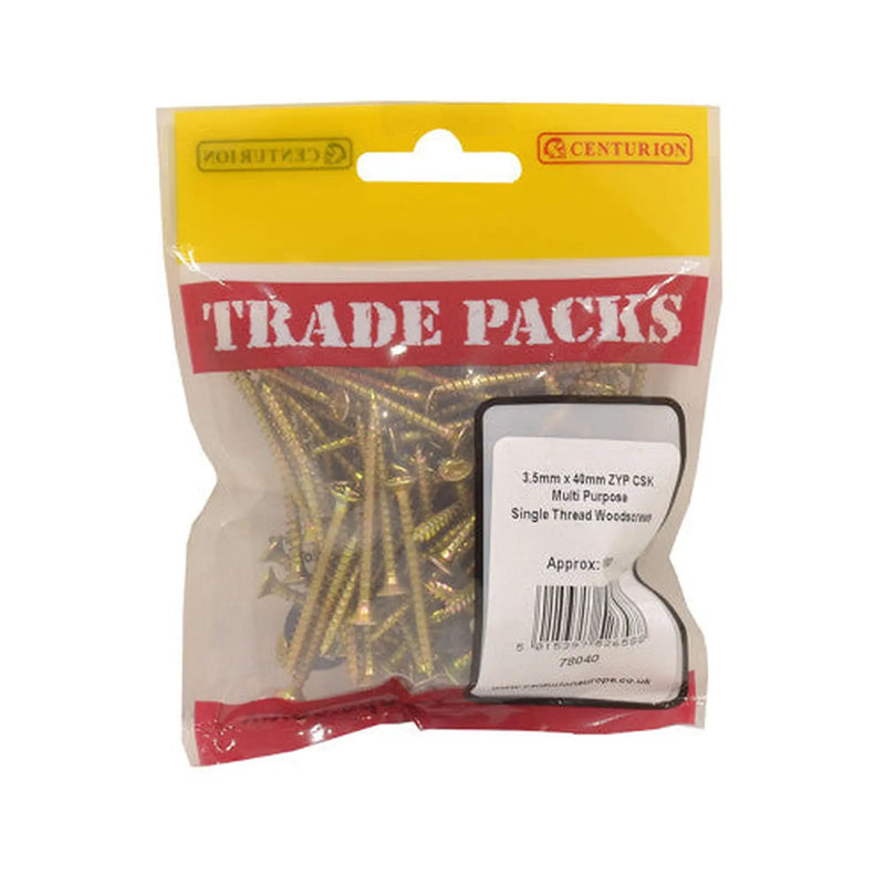 Pozi Multi Purpose Countersunk Woodscrews - Zinc Yellow Passivated - Pack of 5