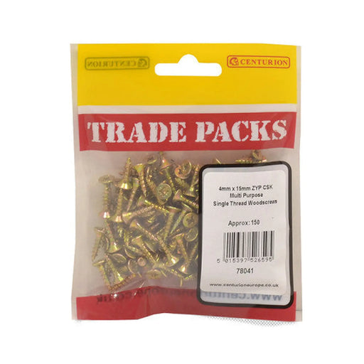 Pozi Multi Purpose Countersunk Woodscrews - Zinc Yellow Passivated - Pack of 5