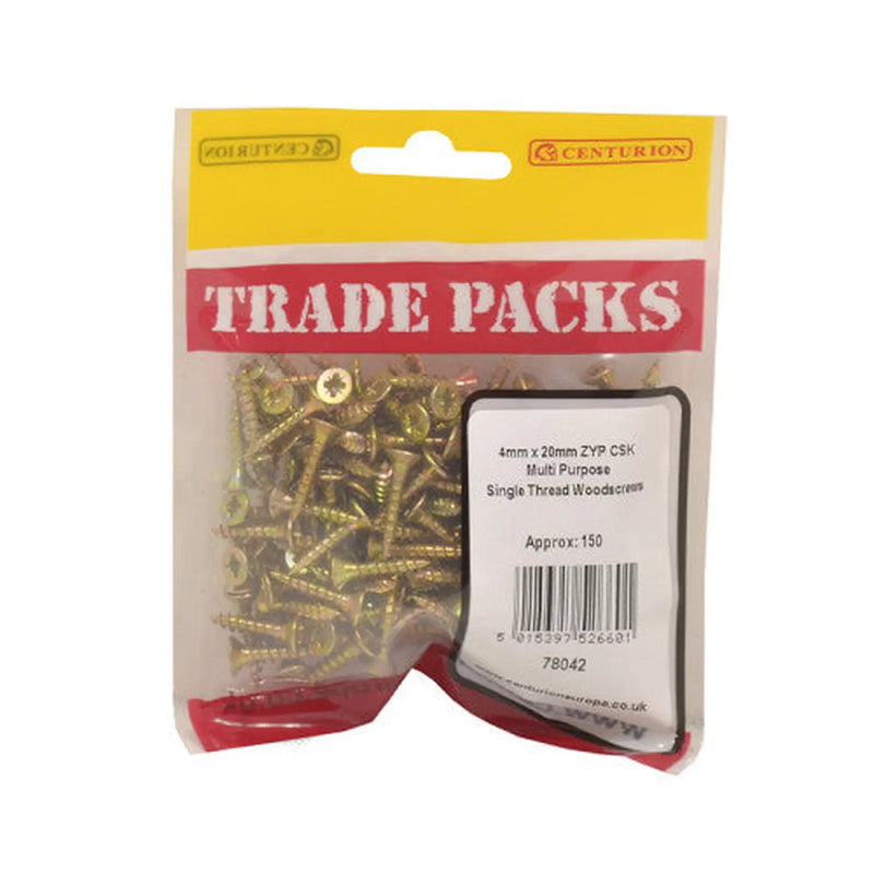 Pozi Multi Purpose Countersunk Woodscrews - Zinc Yellow Passivated - Pack of 5