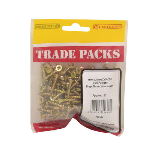 Pozi Multi Purpose Countersunk Woodscrews - Zinc Yellow Passivated - Pack of 5