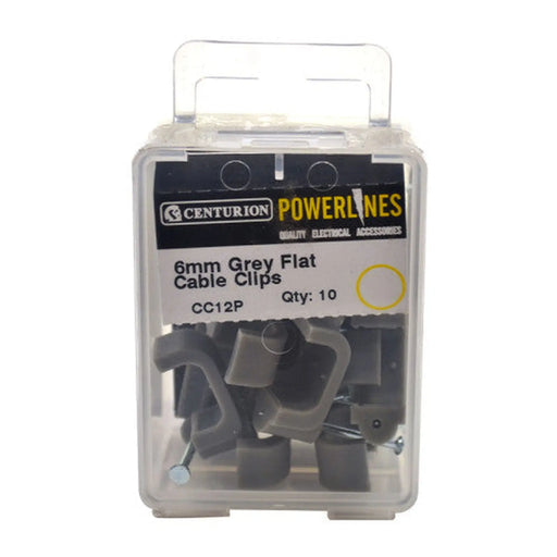6mm Flat T+E Grey Cable Clip  (Pack of 10)-CC12P