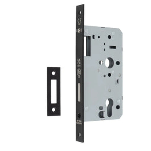 60Mm Din Euro Deadlock - Square - Matt Black