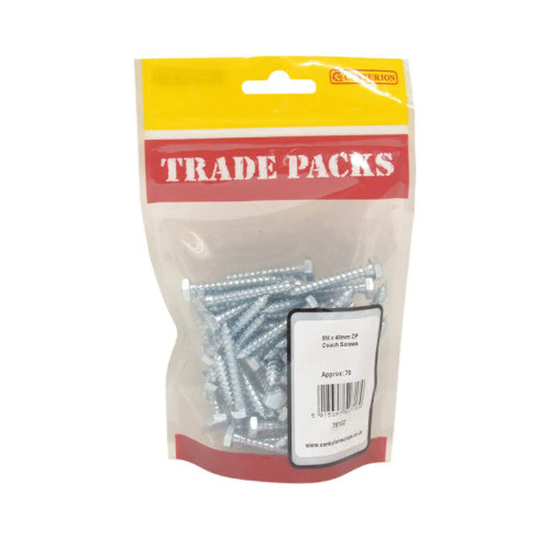 Coach Screws - Zinc Plated - M6 x 40mm - (70 PK) - Pack of 5