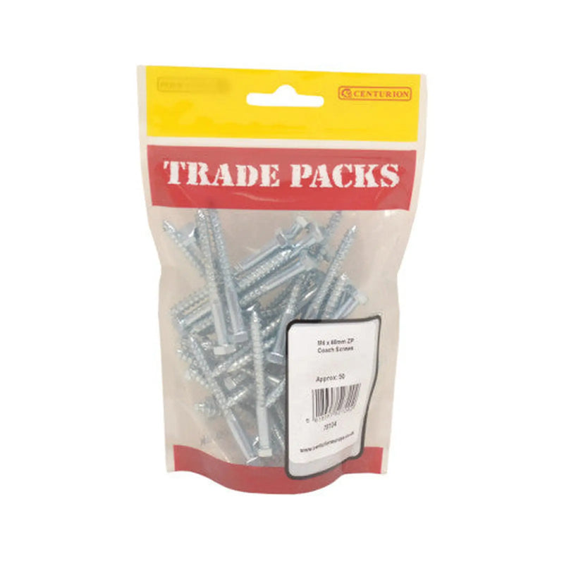 Coach Screws - Zinc Plated - M6 x 60mm - (50 PK) - Pack of 5