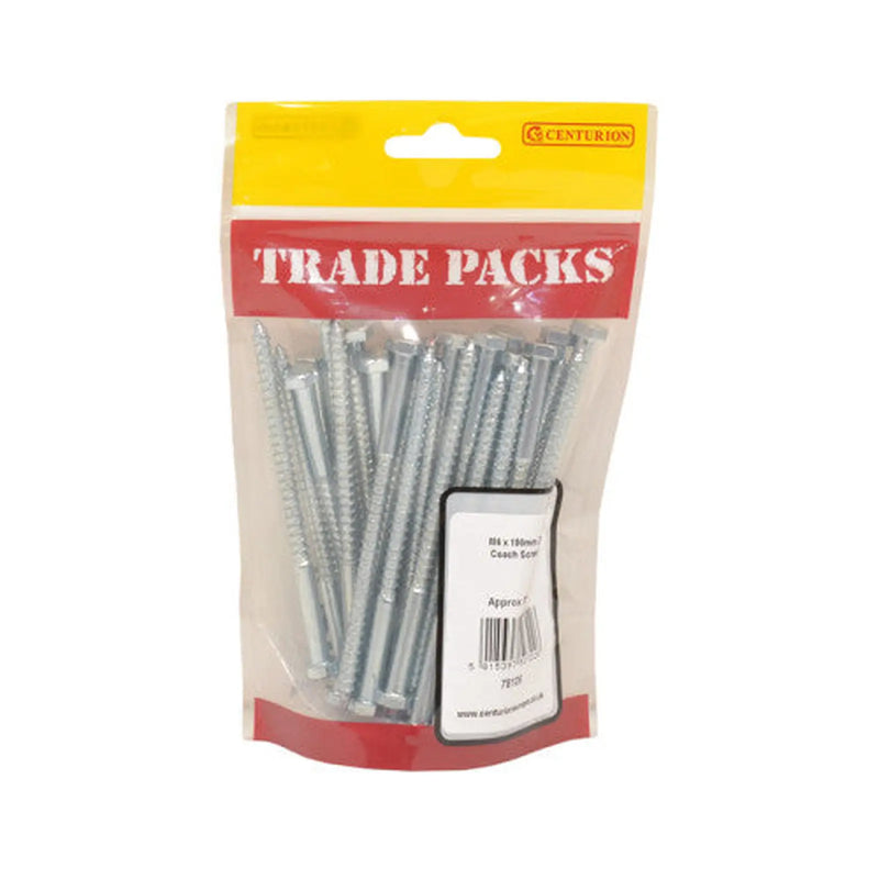 Coach Screws - Zinc Plated - M6 x 100mm - (35 PK) - Pack of 5